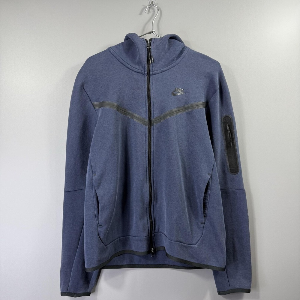 Nike Tech Windrunner Fleece Hoodie Mens Medium Blue Full Zip